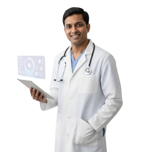 Doctor with phone